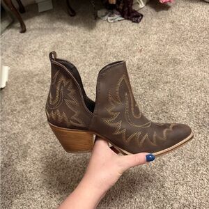 Brown Western Ankle Boots